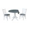 International Concepts Square 42 in Dual Drop Leaf Table, 2 Emily Side Chairs, White/Heather Gray, 42 in W, 42 in L, Wood K05-42DP-C617P - alternate 2